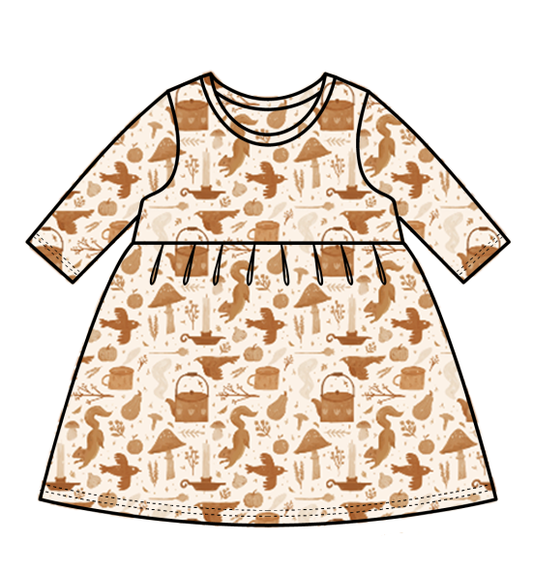 Autumn Forage long-sleeve swing dress