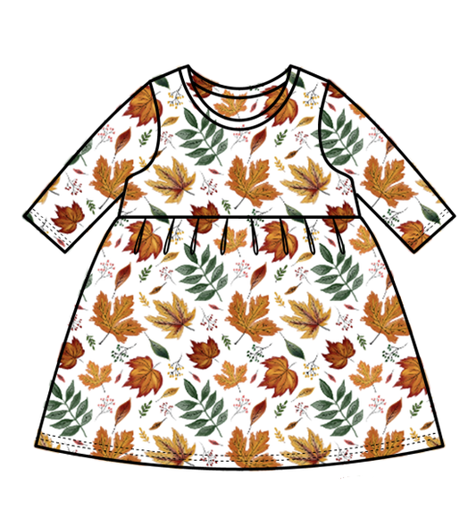 Autumn Leaves long-sleeve swing dress