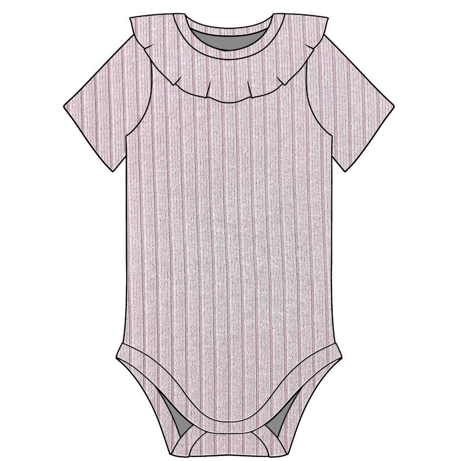 Short Sleeve Ruffle Collar Bodysuit