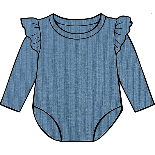 Dusky blue frill bodysuit