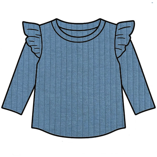 Dusky blue frill top