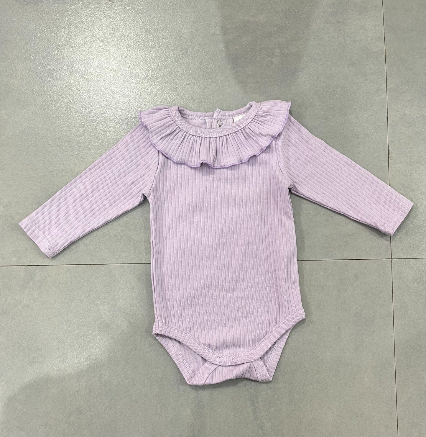 Lilac ruffle collar bodysuit