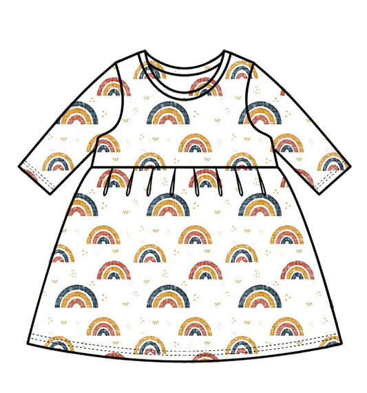 Over the Rainbow long-sleeve swing dress