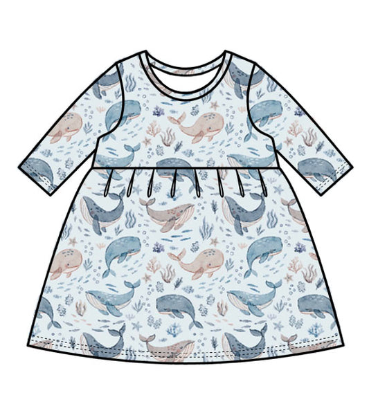Whale of a Time long-sleeve swing dress