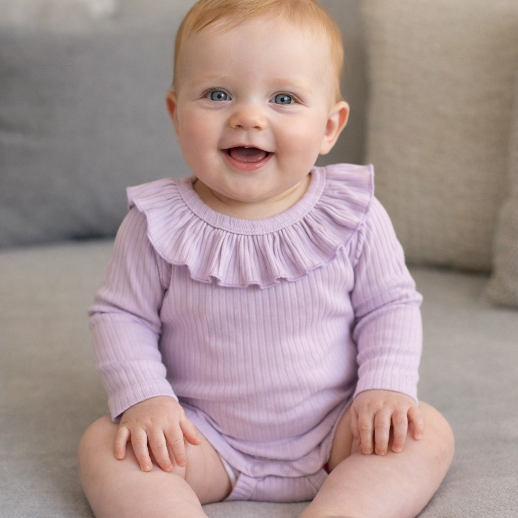 Lilac ruffle collar bodysuit