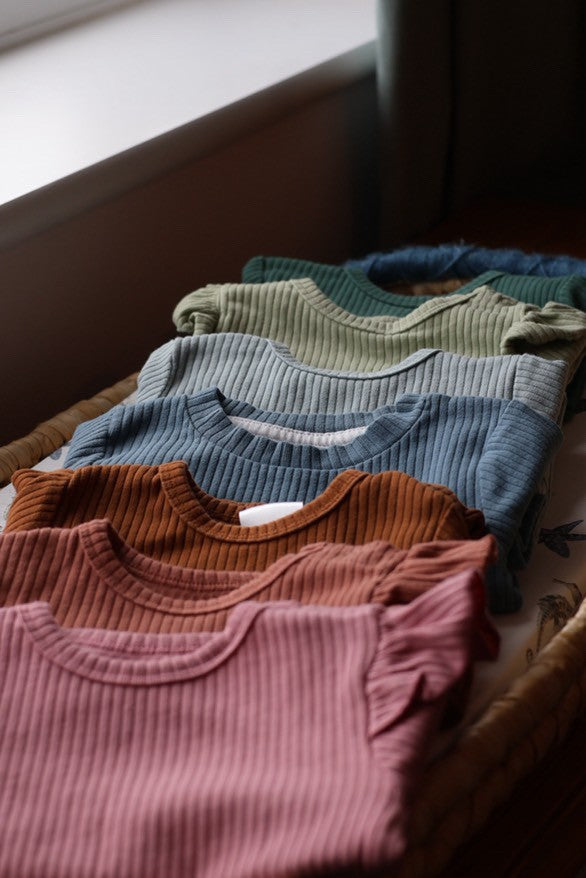 Dusky blue frill bodysuit