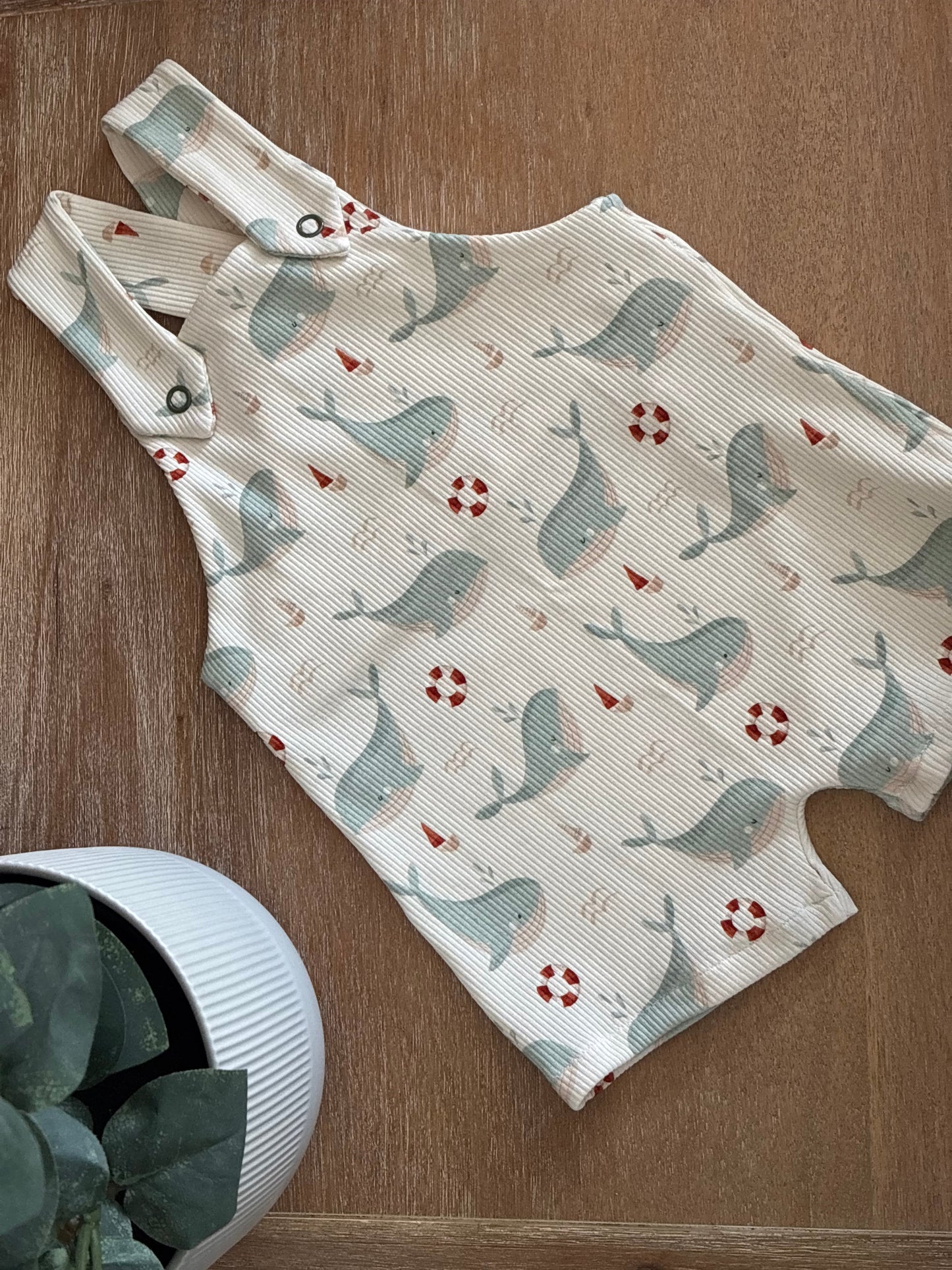 Whale Short Dungarees (ribbed)