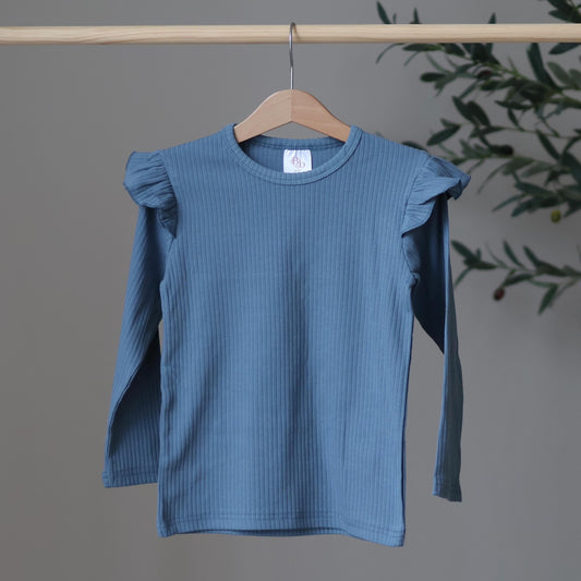 Dusky blue frill top