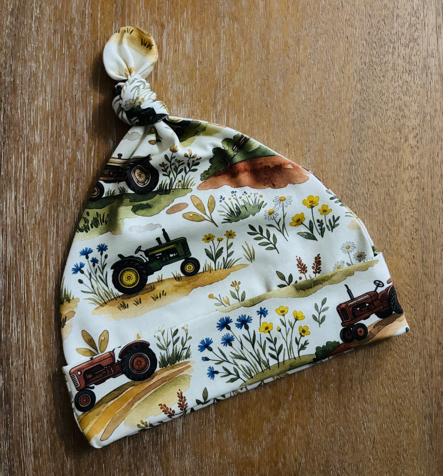 Tractor Trails knot hat