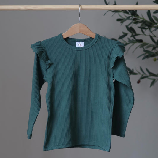 Dark green frill top