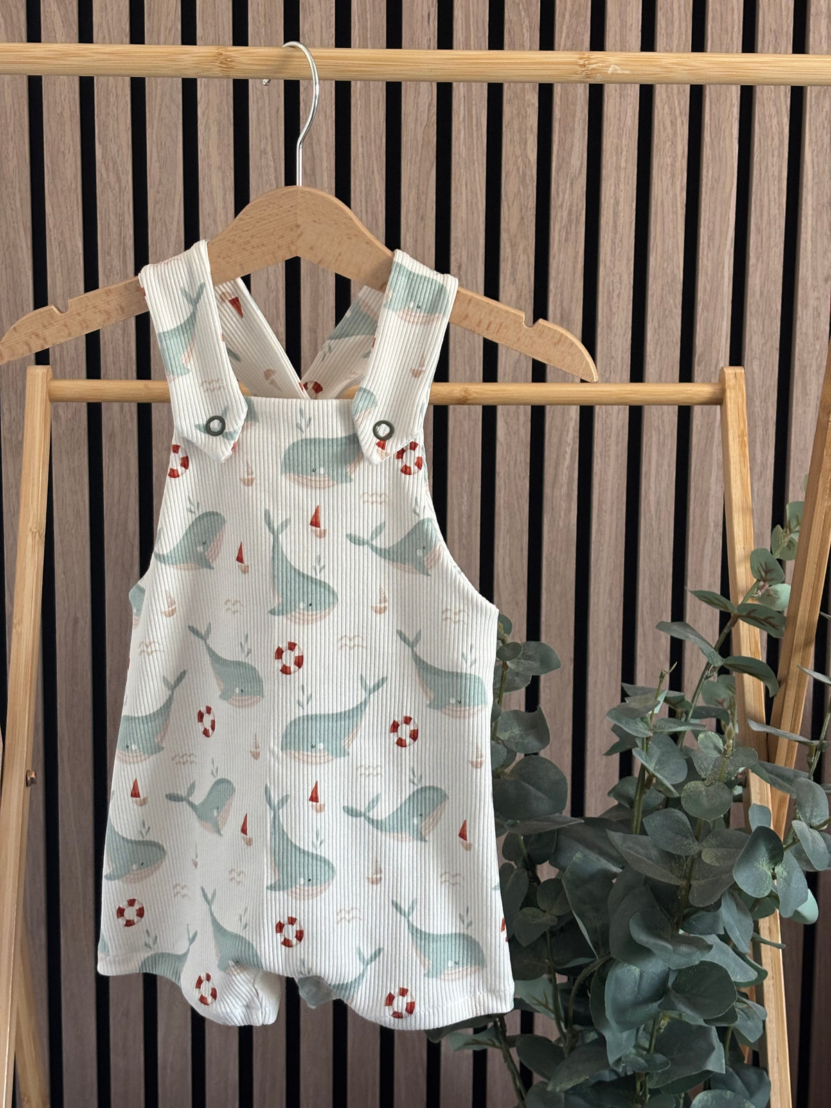 Whale Short Dungarees (ribbed)