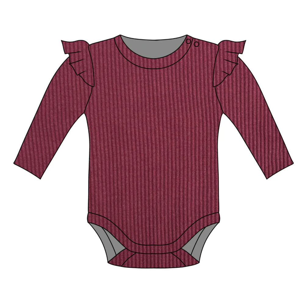Burgundy frill bodysuit
