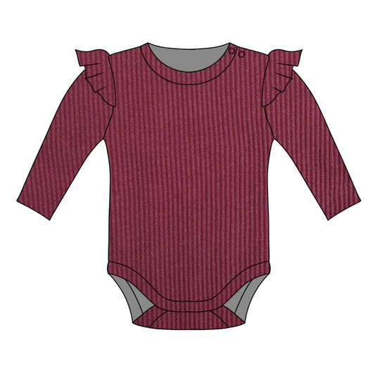 Burgundy frill bodysuit