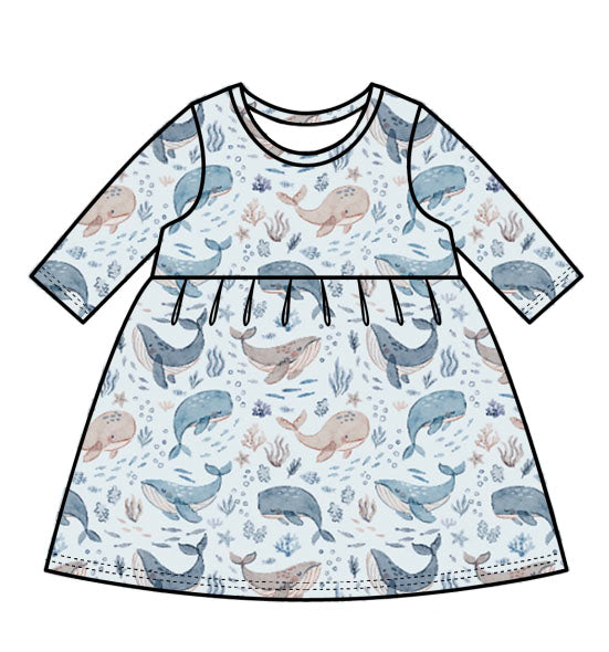 Whale of a Time long-sleeve swing dress