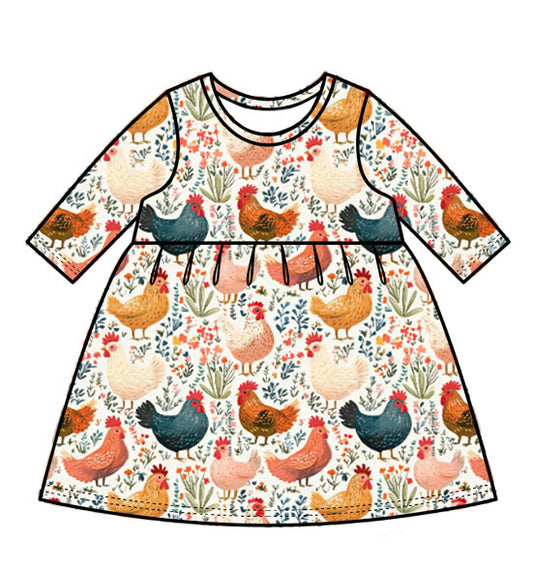 Cluck & Bloom long-sleeve swing dress