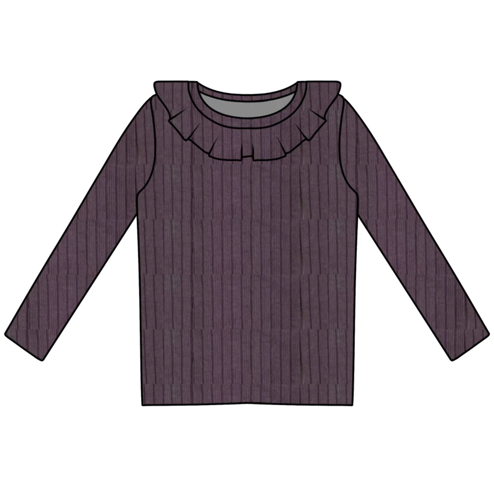 Mauve ruffle neck top