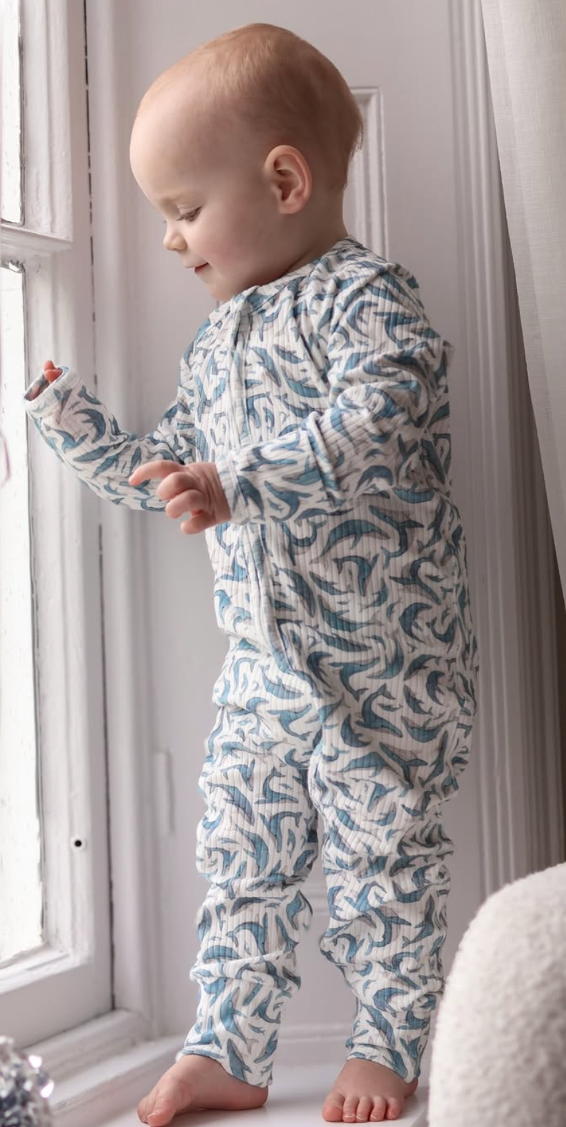 PREORDER Humpback Whales Ribbed Sleepsuit