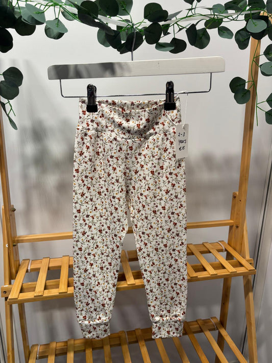 Dainty Burgundy Floral Leggings, 2-3 Years