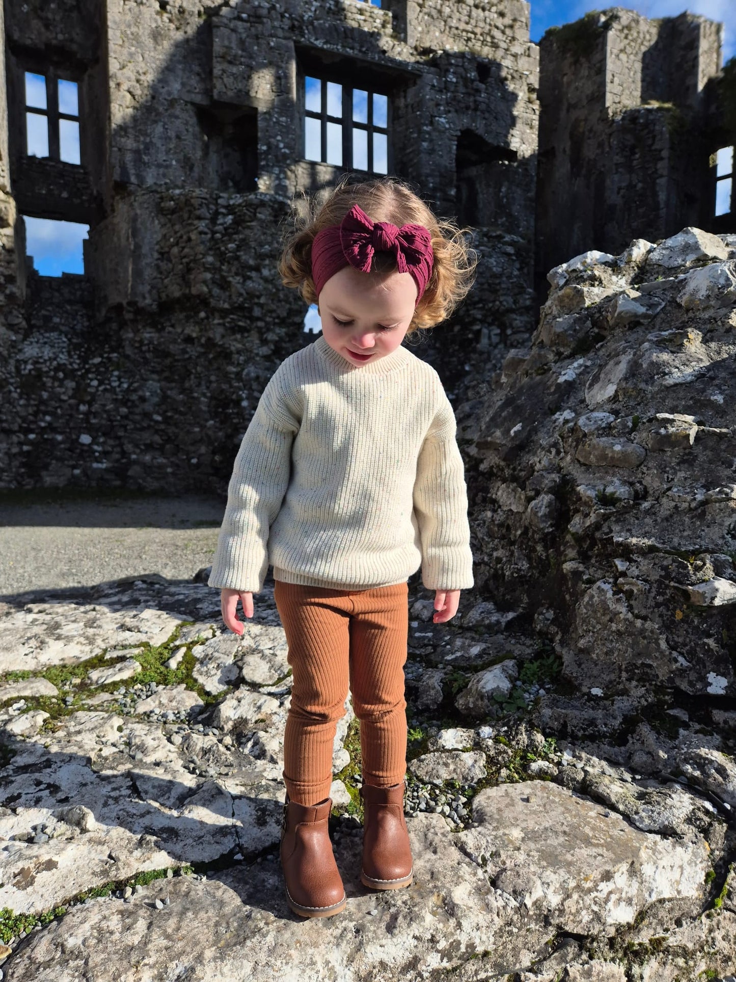 Rust ribbed leggings