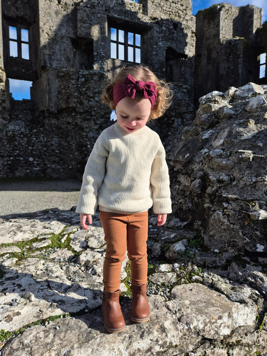 Rust ribbed leggings